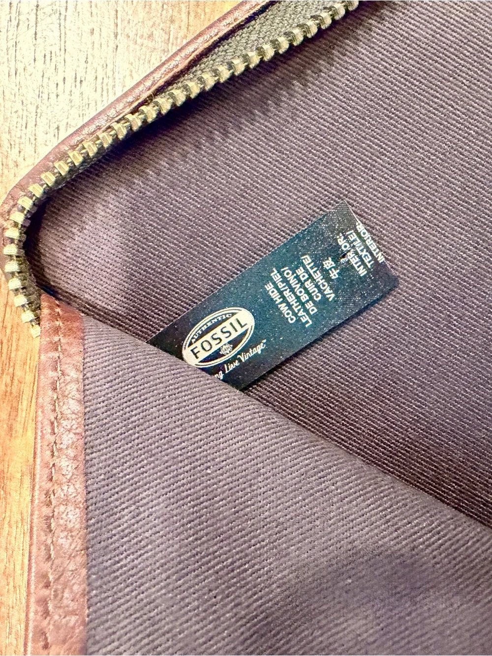 Vintage Fossil Brown Leather Zip Around Passport Travel Organizer